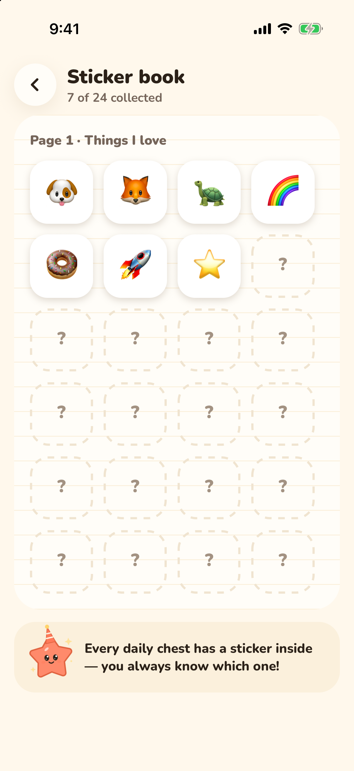 Sticker book - collectible rewards