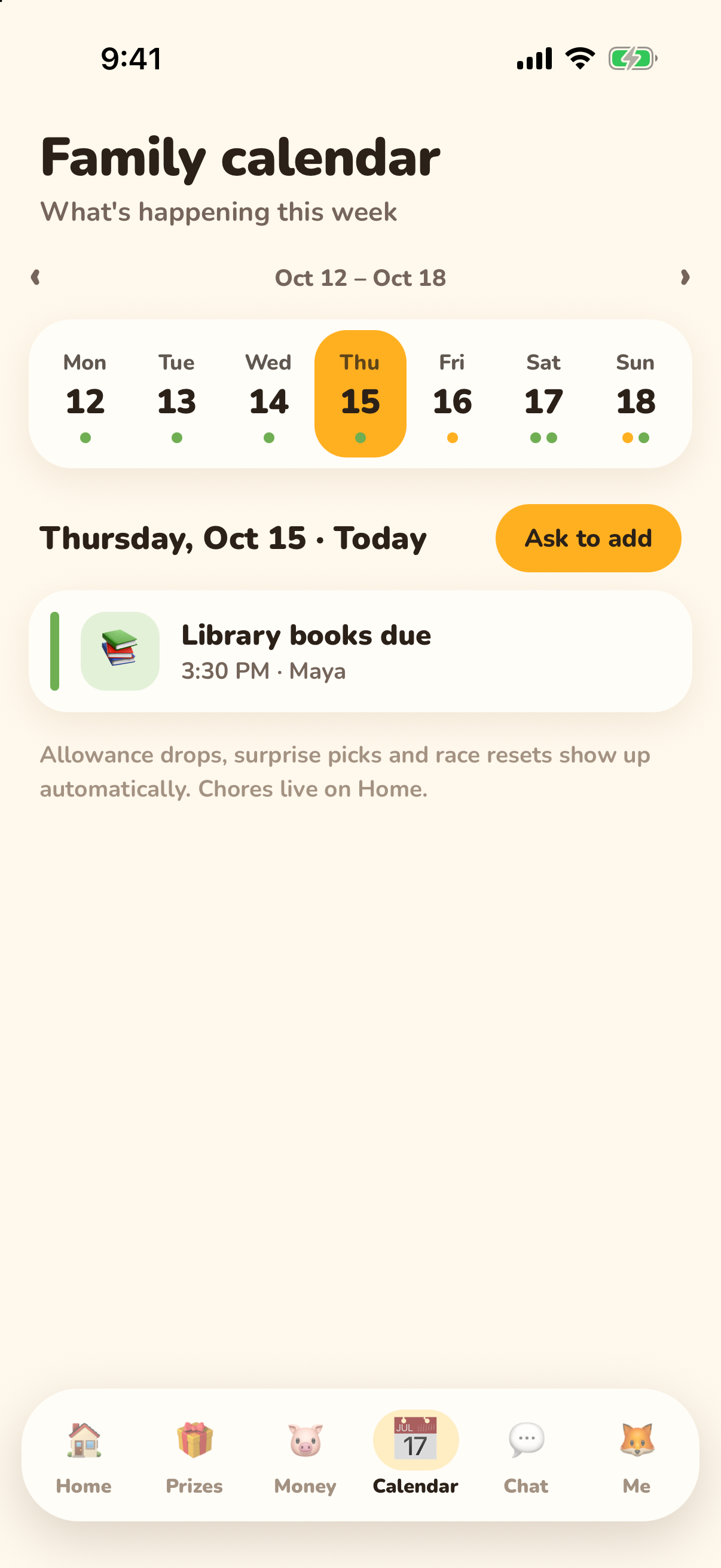 Family calendar - shared schedule